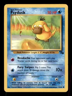 Psyduck 53/62 Common Fossil Pokemon Unlimited Damaged - Image 1