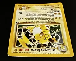Pokemon Lt. Surge's Raichu 11/132 Holo Gym Heroes WOTC HP Creased Vintage - Image 4