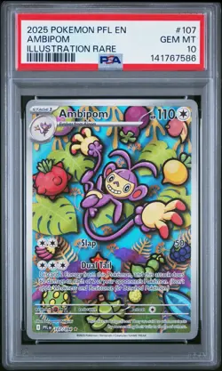 2025 Pokemon Ambipom PSA Gem Mint 10 Illustration Rare #107 PFL - Image 1