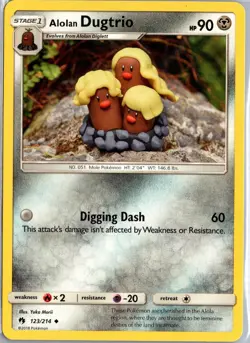 Alolan Dugtrio 123/214 Uncommon Lost Thunder Pokemon Lightly Played - Image 1
