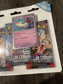 Pokemon TCG: Stellar Crown 3 Pack Blister - Latias Cosmos Holo - Factory Sealed - Image 4