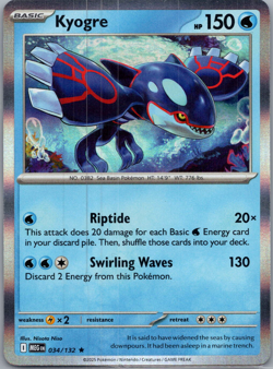 Kyogre Holo Rare ME01: Mega Evolution 034/132 NM - Pokemon TCG - FREE SHIPPING! - Image 1