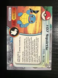 1999 Topps Pokemon Squirtle #07 TV Animation Blue Logo Series 1 Non Holo - NM/LP - Image 2