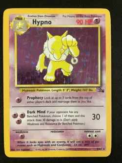 Pokemon Hypno Holo 8/62 Vintage Fossil Set 1999 WOTC - Moderately Played MP - Image 1