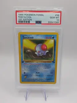 Pokemon TCG Tentacool Fossil 1st Edition 56/62 PSA 10 Gem Mint WOTC - Image 1