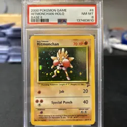 2000 POKEMON BASE SET 2 #8 HITMONCHAN-HOLO PSA 8 - Image 1