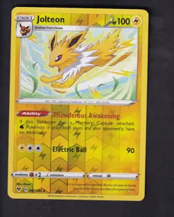 Jolteon 047/185 Rare Vivid Voltage Pokemon Reverse Holo Near Mint - Image 1