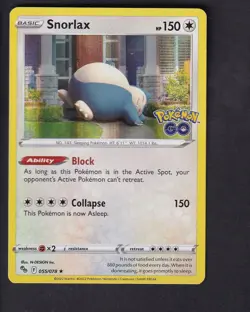 Snorlax 055/078 Holo Rare Pokemon GO Pokemon Near Mint - Image 1
