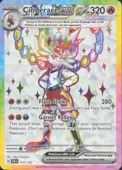 Cinderace ex 157/142 Ultra Rare Stellar Crown Pokemon Near Mint - Image 1