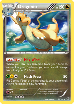 2015 POKEMON ROARING SKIES DRAGONITE 51 RARE - Image 1