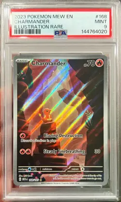 2023 Pokemon MEW EN 151 Charmander Illustration Rare 168/165 PSA 9 Mint - Image 1