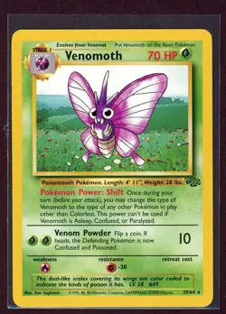Venomoth Non-Holo Rare 1999 WOTC Pokemon Card 29/64 Jungle Set NM - Image 1