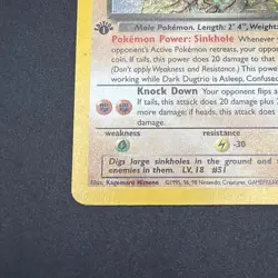 Pokemon Dark Dugtrio Card 6/82 1st Edition - Image 5