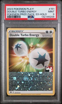 2023 POKEMON PLAY! POKEMON PRIZE PACK: SERIES 3 HOLO DOUBLE TURBO ENERGY PSA 9 - Image 1