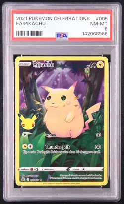 2021 POKEMON CELEBRATIONS #005 FULL ART/PIKACHU PSA 8 #005 - Image 1