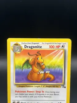 Dragonite 19/62 Non-Holo Rare Fossil Pokemon Unlimited - Moderately Played - Image 2