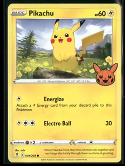 Pikachu 049/203 Promo Trick or Trade BOOster Pokemon Near Mint - Image 1