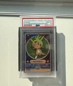 2013 CARDDASS POKEMON XY VISUAL PLACARD & DOUBLE MASTER SEAL XY CHESPIN PSA 10 - Image 1
