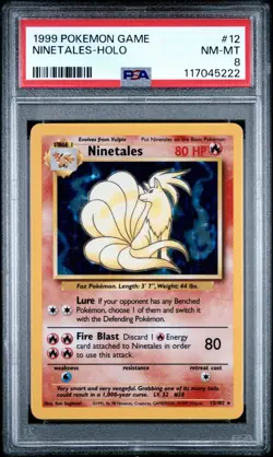 1999 Pokemon Game NINETALES Holo #12 Graded PSA 8 NR-MT - Image 1