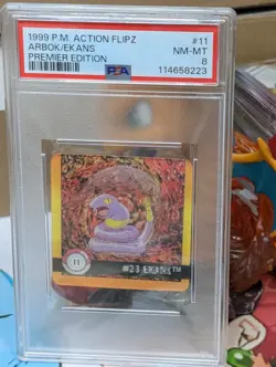 1999 Pokemon Action Flipz #11, Ekans #23 Arbok #24 Premier Edition PSA 8 NM-MT - Image 1