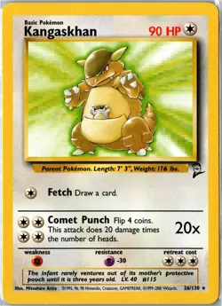 Pokemon Card - Kangaskhan Base Set 2 26/130 2000 Rare Lightly Played - Image 1