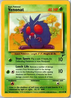 Pokemon Card - Venonat Base Set 2 97/130 2000 Common Moderately Played - Image 1
