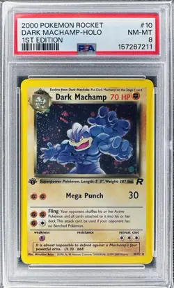 Pokemon Team Rocket Dark Machamp 1st Edition 10/82 Holo Holo Rare New Cert PSA 8 - Image 1