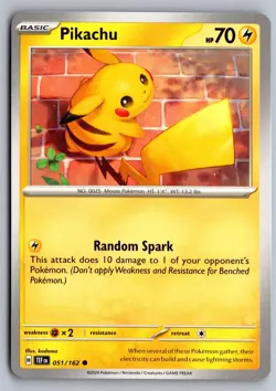Pikachu 051/162 Common Temporal Forces Pokemon Near Mint - Image 1