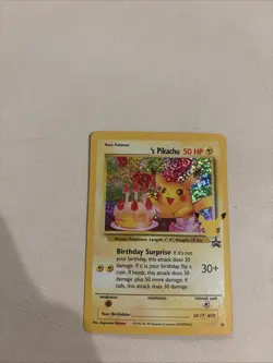 Pokemon TCG Celebrations 25th Anniversary Birthday Pikachu Holo Black Star Promo - Image 3