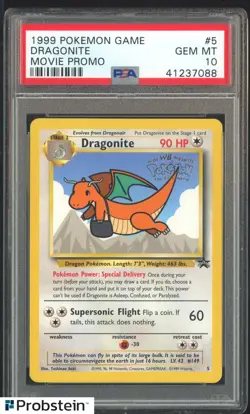1999 Pokemon Game Movie Promo #5 Dragonite PSA 10 GEM MINT - Image 1