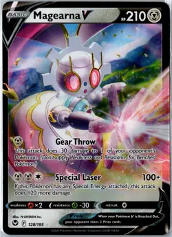 Pokemon Card - Magearna V Silver Tempest 128/195 2022 V Rare Holo Near Mint - Image 1