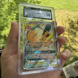CGC 10 Eevee & Snorlax GX SM169 2019 Black Star Promo TT Pokemon *scratched case - Image 2