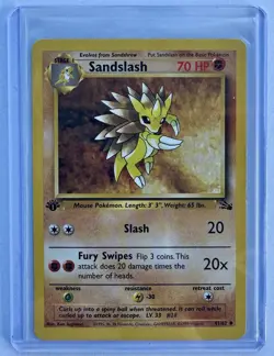 1999 Pokemon Sandslash Uncommon Fossil 41/62 LP 1st edition - Image 1