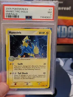 2005 Pokemon Manectric Holo 7/106 Emerald PSA 7 CGC BGS SWIRL - Image 3