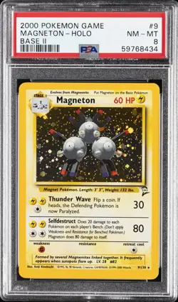 2000 POKEMON BASE SET 2 #9 MAGNETON-HOLO PSA 8 - Image 1