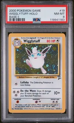2000 POKEMON BASE SET 2 #19 WIGGLYTUFF-HOLO PSA 8 - Image 1