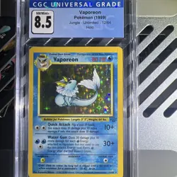 🔥1999 Pokemon Vaporeon 12/64 Jungle Unlimited Holo - CGC 8.5 - Image 1