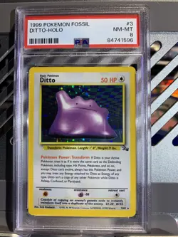 1999 Pokemon Fossil DITTO Holo 3/62 PSA 8 NM - MT - Image 1
