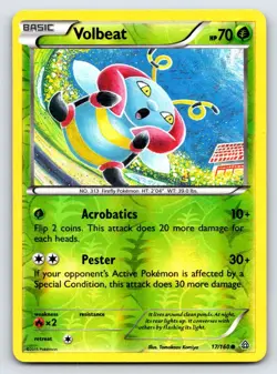 Volbeat 17/160 Common Primal Clash Pokemon Reverse Holo Lightly Played - Image 1