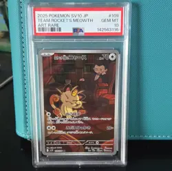 PSA 10 2025 Pokemon Japanese SV10 Team Rocket's Meowth 109/098 AR Holo - Image 1
