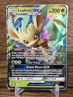 Pokemon Card TCG Leafeon GX Sun & Moon Ultra Prizm 13/156 Ultra Rare Holo HP - Image 1
