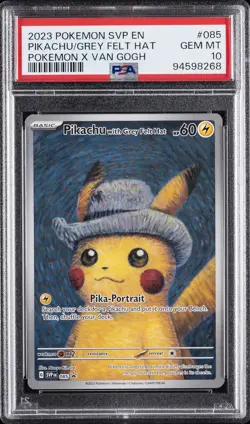 2023 POKEMON SVP EN-SV BLACK STAR PROMO #085 PIKACHU WITH GREY FELT HAT PSA 10 - Image 1