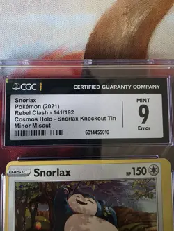 Snorlax 141/192 | Pokemon TCG | Rebel Clash | Cosmo Holo ERROR + Miscut | CGC 9 - Image 2