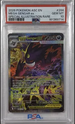 2026 POKEMON ASC EN-ASCENDED HEROES #284 MEGA GENGAR EX PSA 10 - Image 1