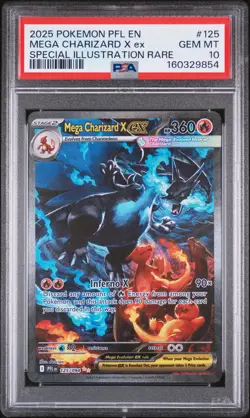 2025 POKEMON PFL EN-PHANTASMAL FLAMES #125 MEGA CHARIZARD X EX PSA 10 - Image 1