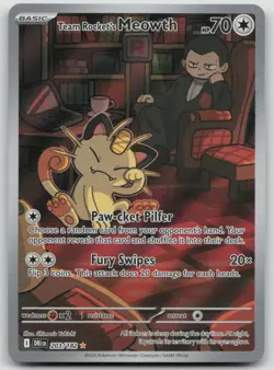 Pokemon TCG Team Rockets Meowth 203/182 Illustration Rare Destined Rivals - Image 1
