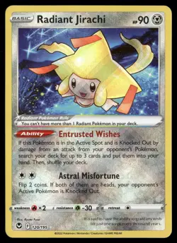 Radiant Jirachi 120/195 Radiant Rare Silver Tempest Pokemon Near Mint - Image 1