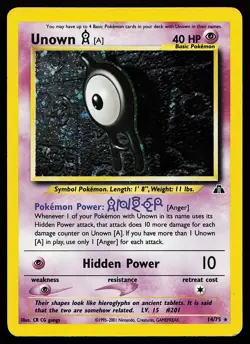 Unown [A] 14/75 Holo Rare Neo Discovery Pokemon Card - Image 1