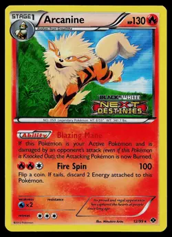 Pokemon Card - Arcanine - 12/99 (Prerelease) Black And White Promo 12/99 Holo - Image 1