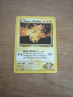 Lt. Surge's Pikachu 84/132 Gym Challenge 1st Edition Regular Pokemon Card - Image 1
